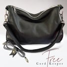 Black Leather Bag - Rescued Genuine Leather & Silk Lined Handbag