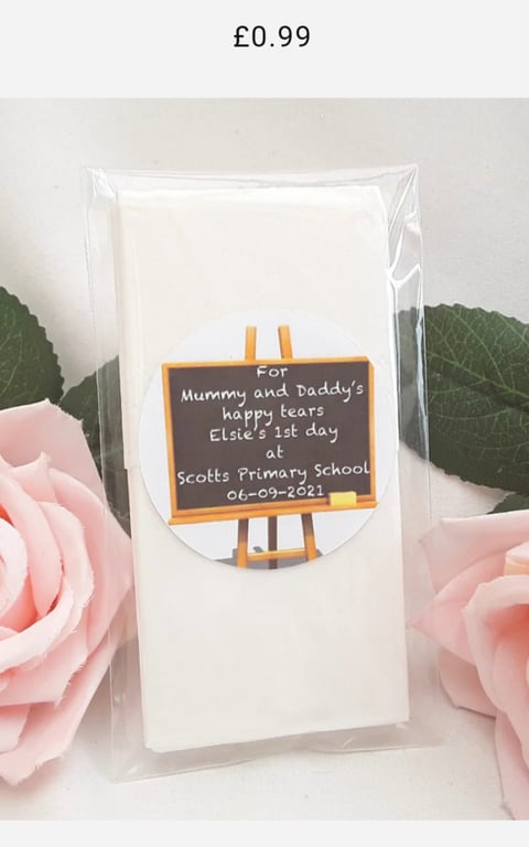 Personalised 1st day at school happy tears tissues
