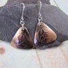 Triquetra Earrings, Sterling Silver and Copper Triangle Celtic Design Earrings