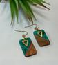 Walnut & Resin Rectangle Earrings. - Image 2