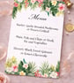 Tropical Wedding Menu Cards - Matching Floral Reception Table Menus