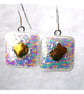 Handmade Fused 290 Dichroic Glass Earrings White Gold - Image 5