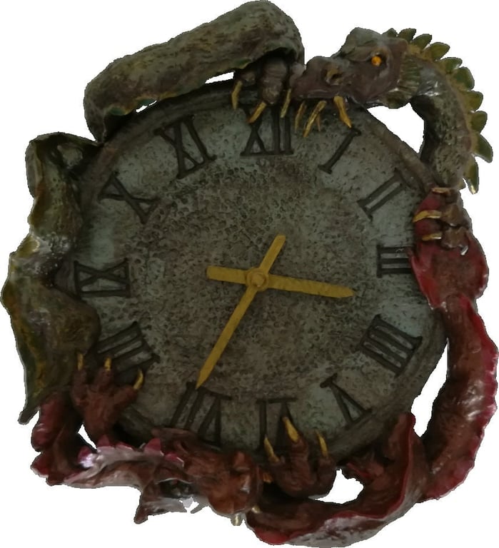 2 Dragons Clay Wall Decor Clock