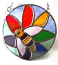 Bee on Rainbow Flower Stained Glass Suncatcher Handmade - Image 7