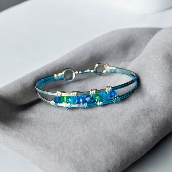 Silver Bangle - Crystal - Stylish - Gift Boxed