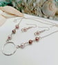 Pearl jewellery set necklace earrings minky pearls freshwater sterling silver