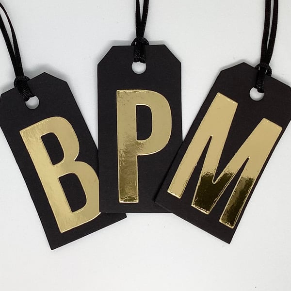 Gift Tags x 12 Personalised Initial Letter Christmas Birthday