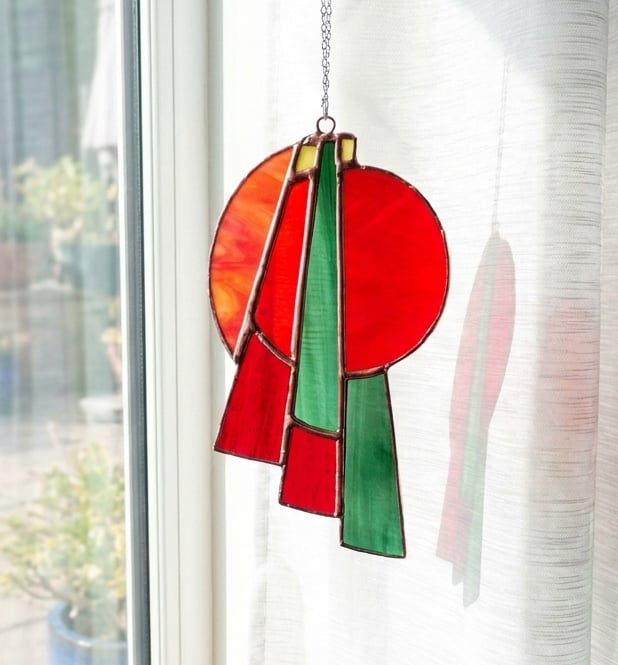 Stained Glass Art Deco Suncatcher Wall Window Hanging Ornament