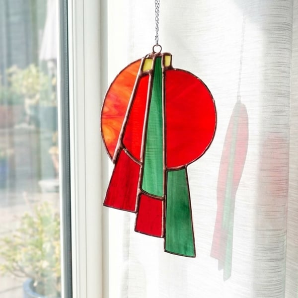 Stained Glass Art Deco Suncatcher Wall Window Hanging Ornament