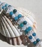 Teal Apatite & Clear Quartz Gemstone Crystal Beaded Bracelet - Image 6