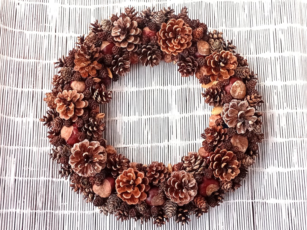 Large Christmas or All Season Wreath with cones and seeds
