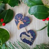 2 gift tags Christmas woodland wooden decorations decoupage 
