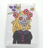 freemotion embroidered spring floral lady zombie A6 sketchbook notebook - Image 3