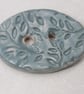 Large Sage Green Sprig Oval Handmade Ceramic Button - Image 1