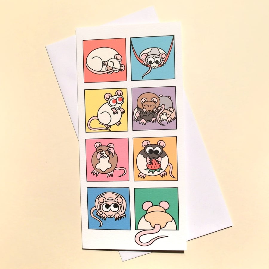 Rat Card - blank greetings card with cute rat pictures L-RRT
