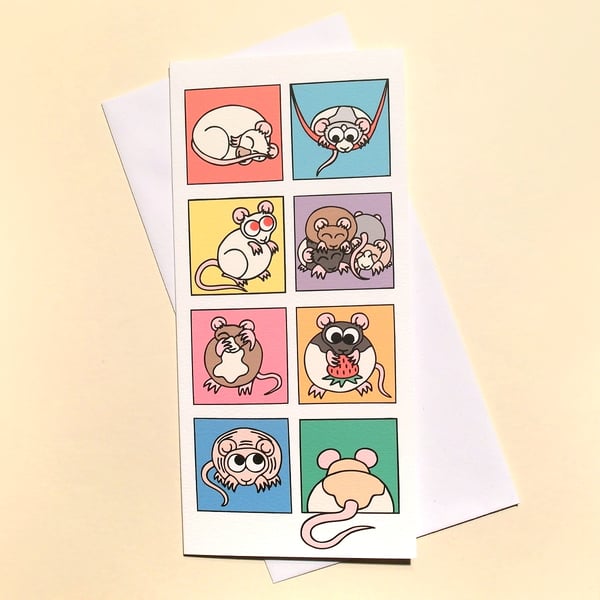 Rat Card - blank greetings card with cute rat pictures L-RRT