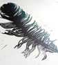 Crow Feather Linoprint Original Art - Image 4