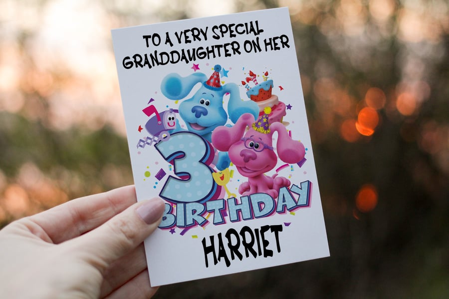 Blues Clue Granddaughter 3rd Birthday Card, Card for Granddaughter, Birthday 