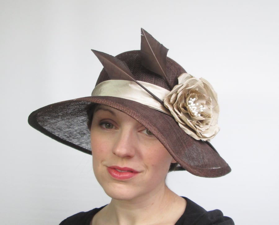 Ladies Hat - Wedding Hat, Occasion Hat, Chocolate Brown Womens Hat, Races