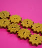 Colourful Wooden Star Flower Buttons Yellow 10pk Flowers 20x20mm (STF7)