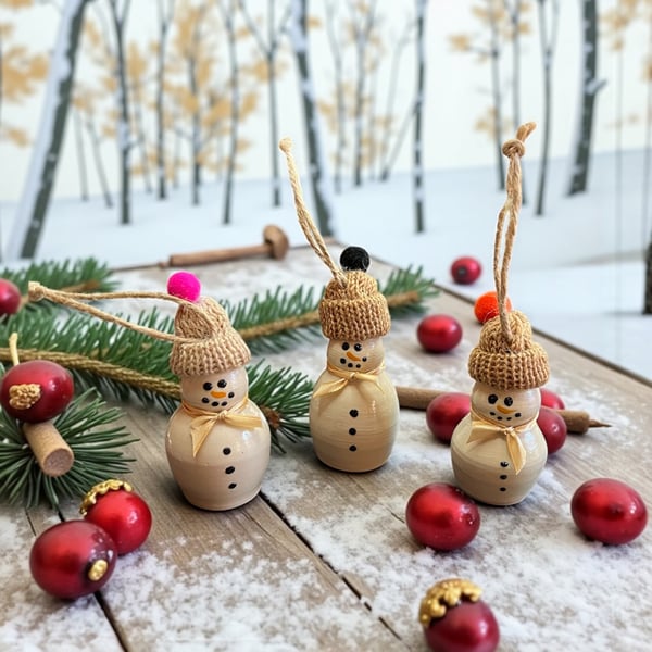 Set of 3 Hanging Christmas Tree Snowmen