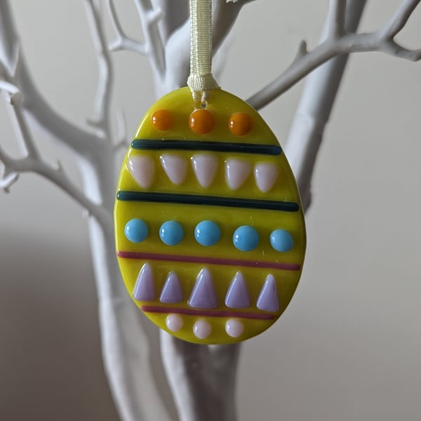 Fused Glass Easter Egg Hanger Decoration