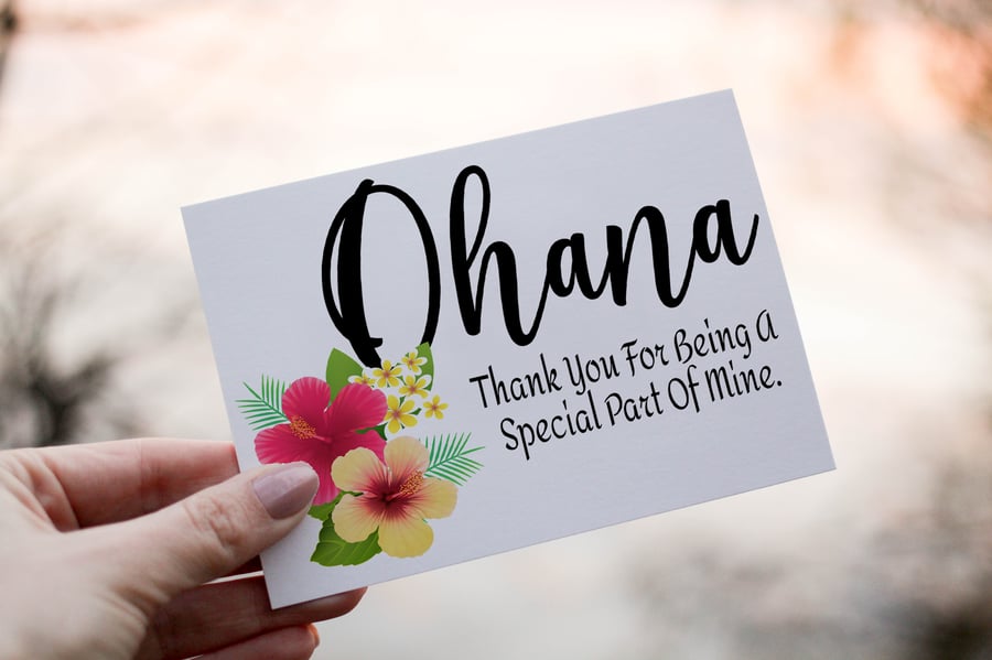 Hawaiian Ohana Birthday Card, Hawaii Text Birthday Card, Personalized Ohana Card