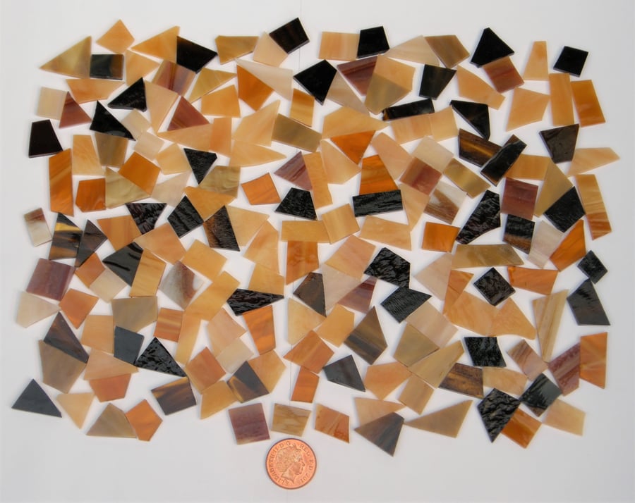 Stained Glass pieces (shades of ambers and browns textured glass