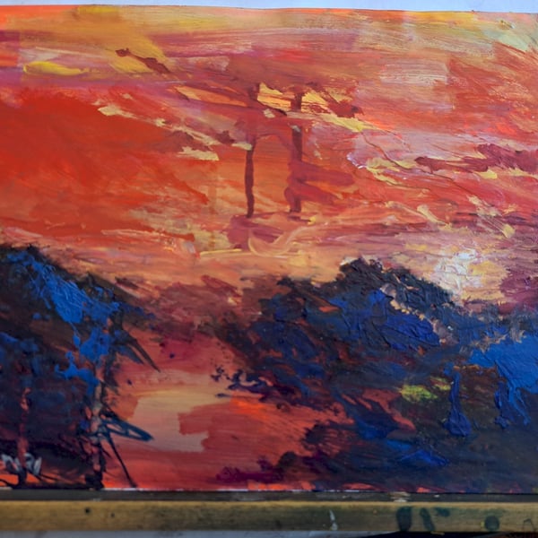 Red Sky Cold Ground (Original Landscape Painting)