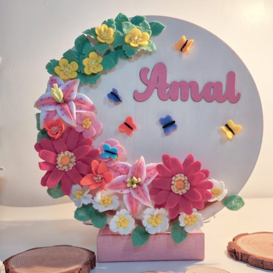 Personalised Floral Wall Hanging for Children