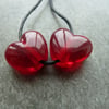red heart lampwork glass beads