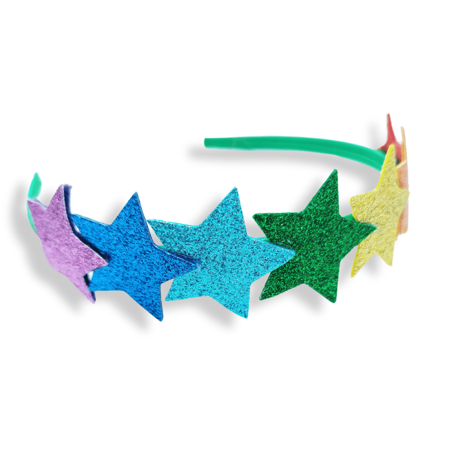 Kids Rainbow Glitter Star Headband