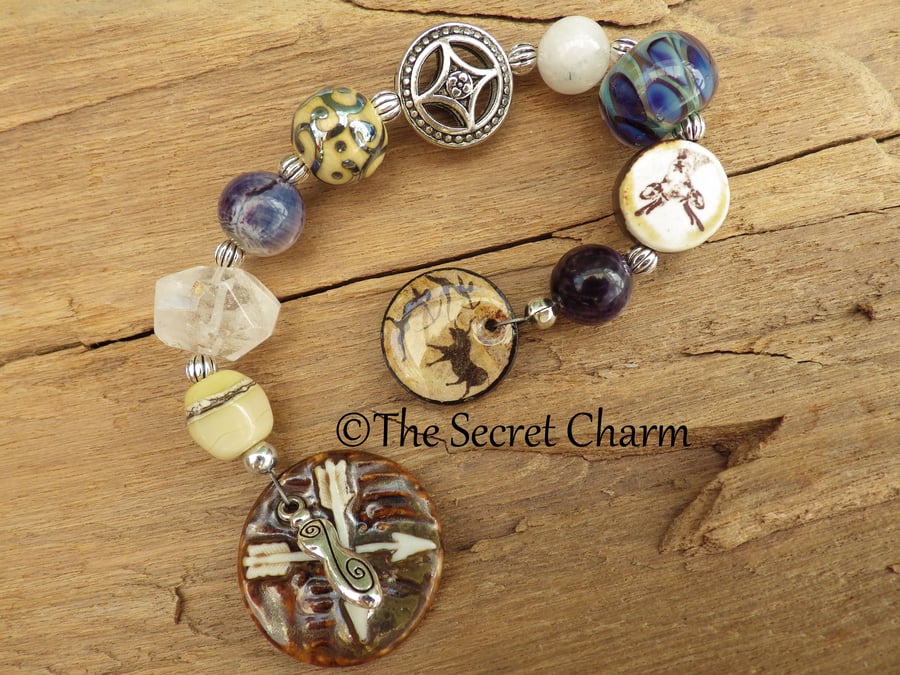 Diana Artemis Pagan Prayer Beads, Goddess Of The Hunt, Pocket Prayer Mala