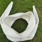 LUXURY CASHMERE Hand knitted cream Sophie Scarf , tapered, neck scarf