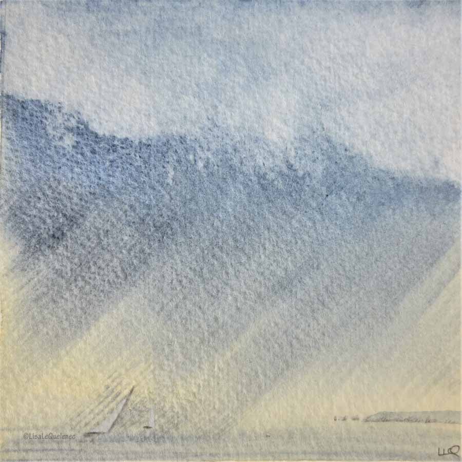 Sailing in the rain original watercolour coastal study picture