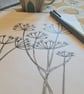 An original linoprint of cow parsley in a winters scene 'Winter's Morning'' - Image 8
