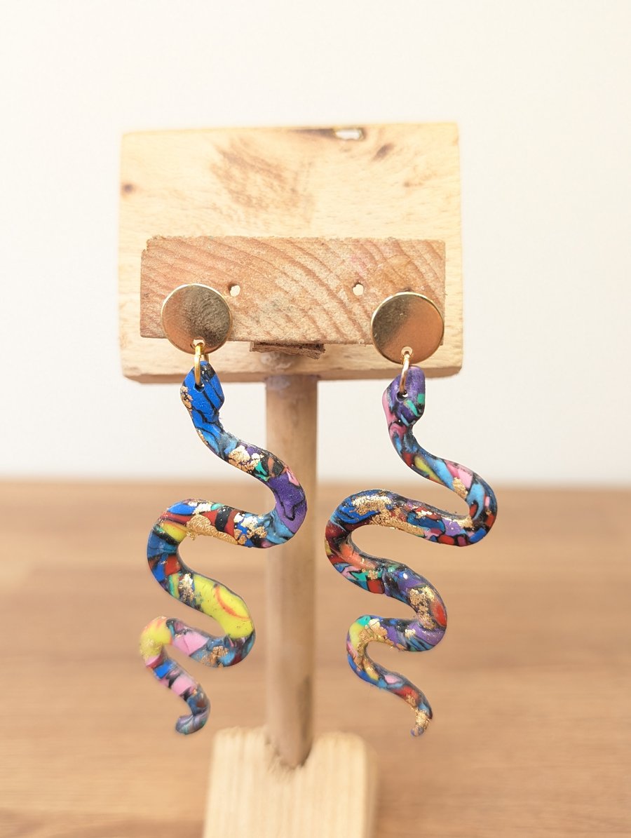 Eclectic snake dangle earrings 