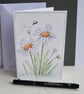 Wildflower and Bee Greetings Card with Envelope - Unique and Hand Painted