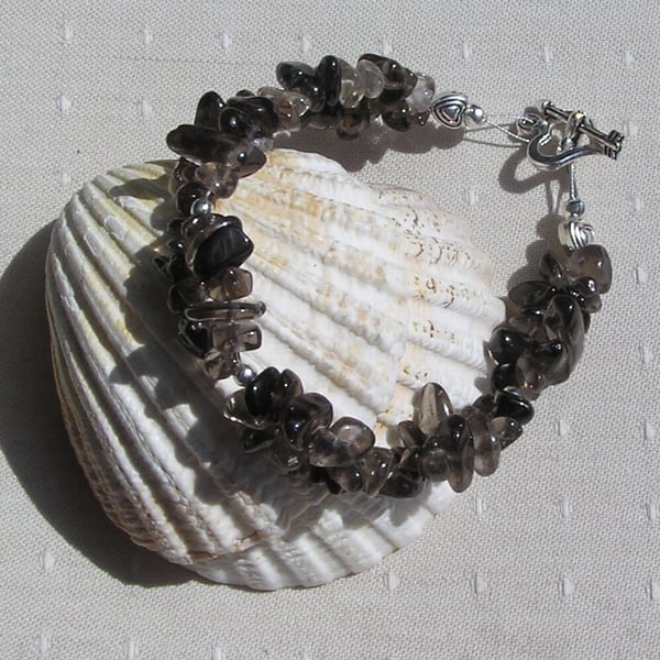 Smoky Quartz Crystal Gemstone Beaded Chakra Bracelet "Autumn"