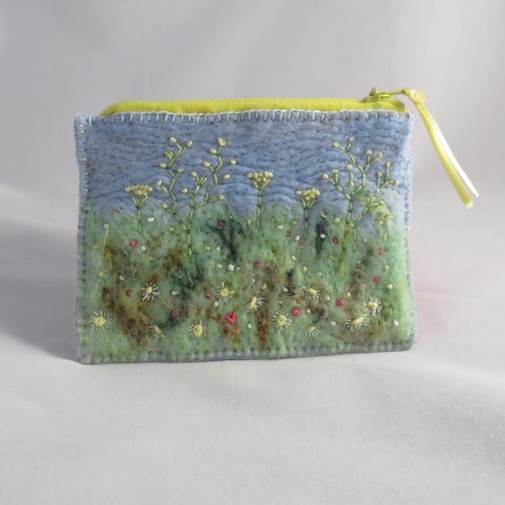 Meadow Design - Felted and Embroidered Zipped Purse