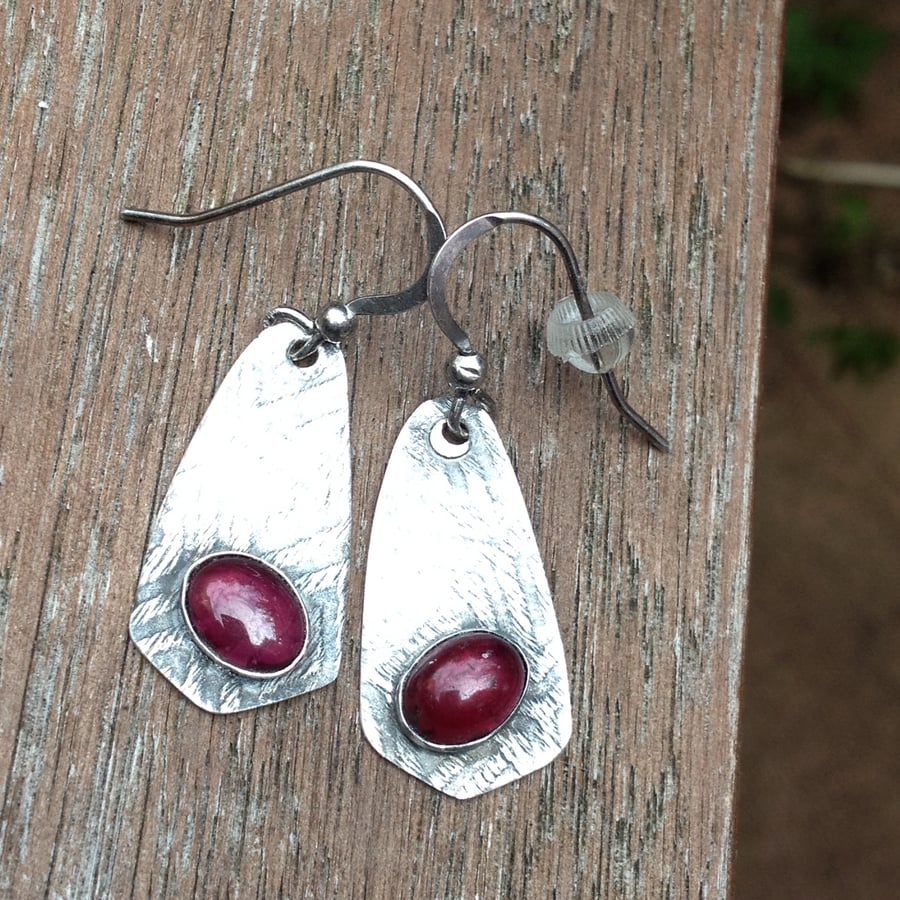 Garnet and antiqued silver earrings