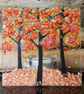 Handmade Fused Glass 'Autumn Tree' T Light Holder - Image 1