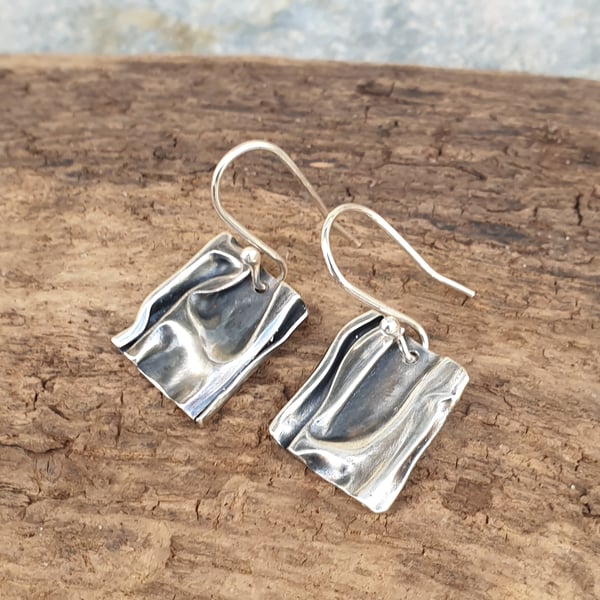 Fine silver beach themed wave earrings
