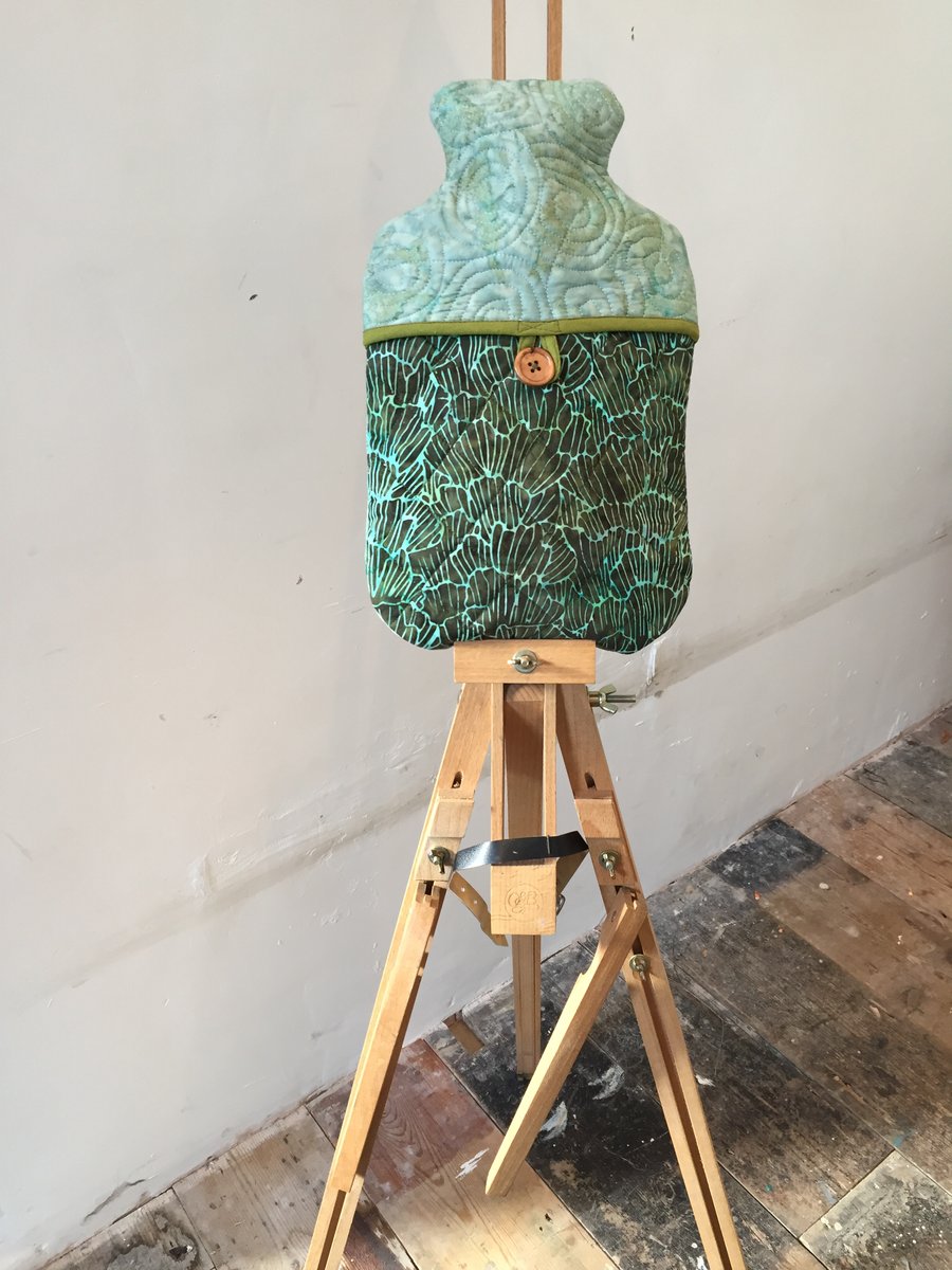 Cover - Hot Water Bottle, 2L - Jurassic Green -Batik, 100% Cotton, Quilted