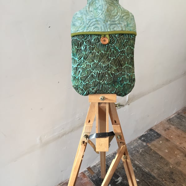 Cover - Hot Water Bottle, 2L - Jurassic Green -Batik, 100% Cotton, Quilted