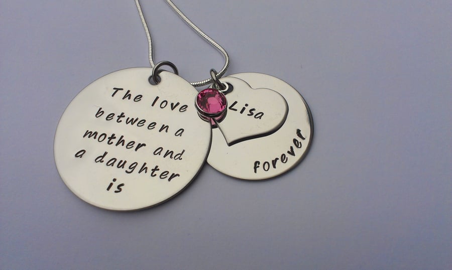 The love between a mother and daughter is forever personalised necklace