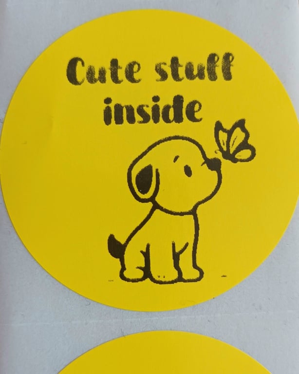50 'Cute Stuff Inside' Puppy Thermal Printed Stickers (72Y)