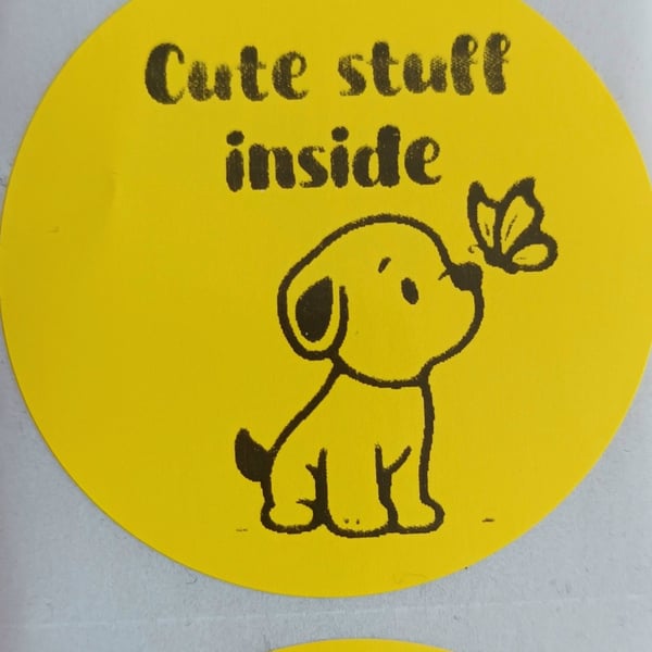 50 'Cute Stuff Inside' Puppy Thermal Printed Stickers (FY)
