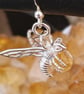 Realistic 3D Sterling Silver & Citrine Bee Earrings - Image 2