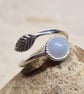 Blue lace agate leaf ring. 925 sterling silver. Size N - Image 1
